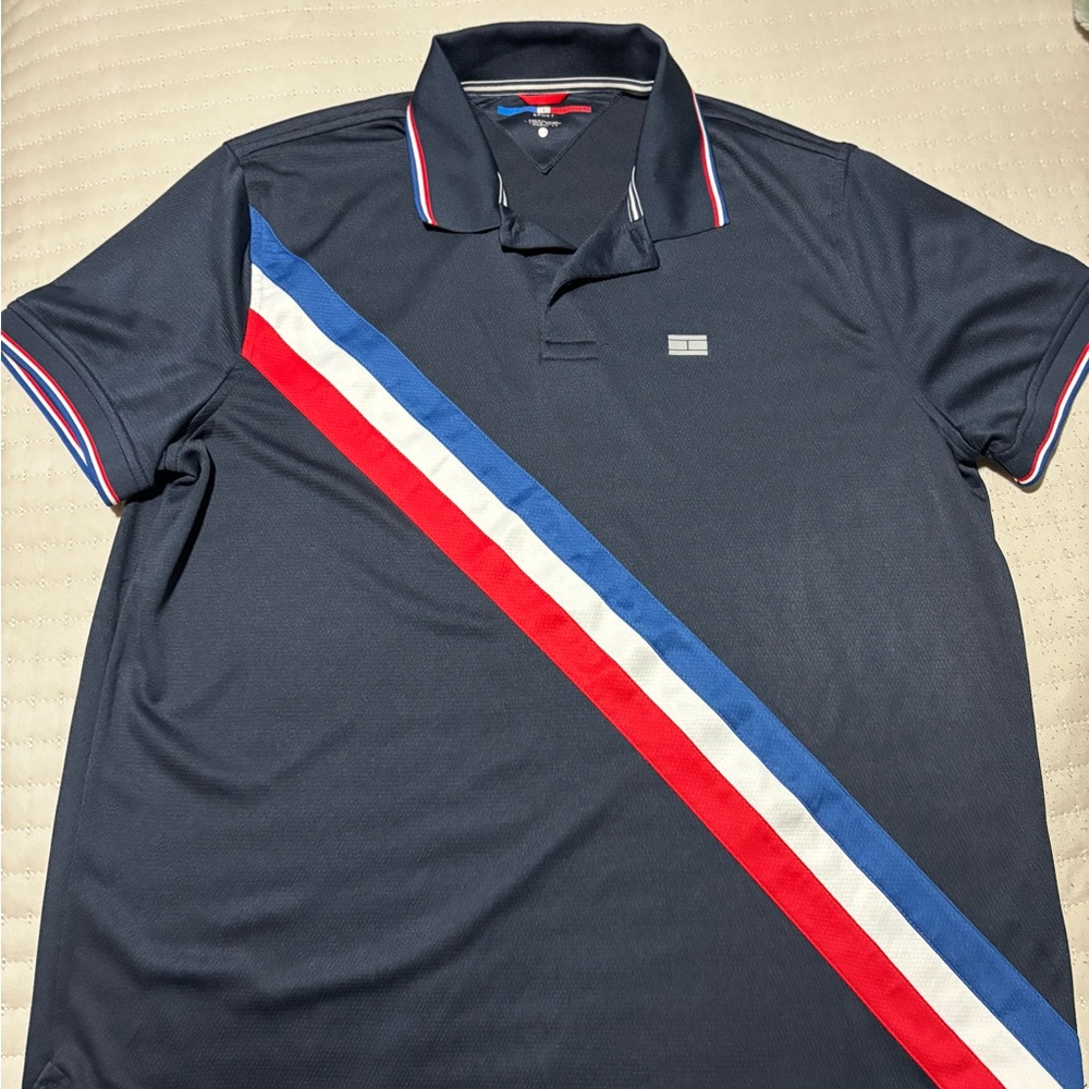 Tommy Hilfiger Dark Blue Polo with Tricolor Stripe
